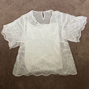 White eyelet blouse